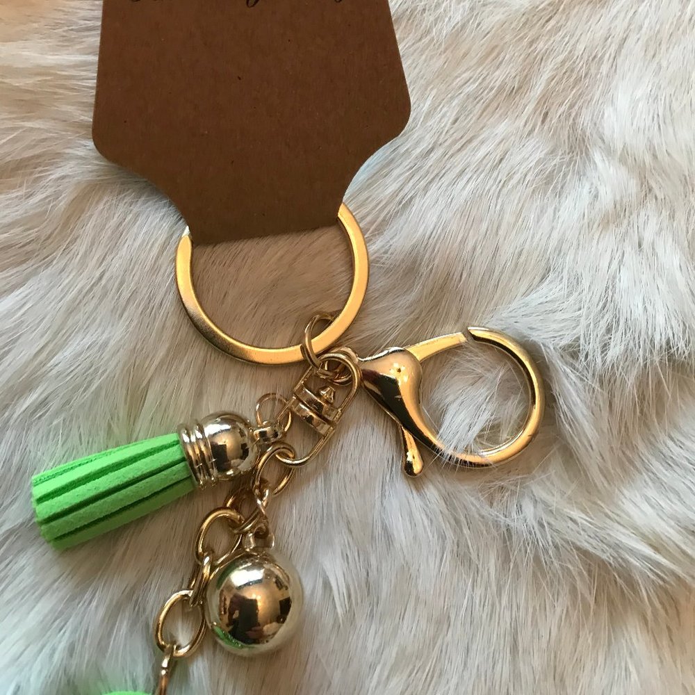 Sparkly Saguaro Cactus Keychain with D-ring clasp - Picture 3 of 4